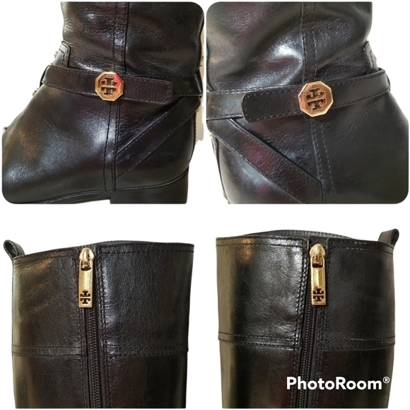 TORY BURCH Brita Tall Black Leather Riding Boots size 5.5 - Picture 15 of 16